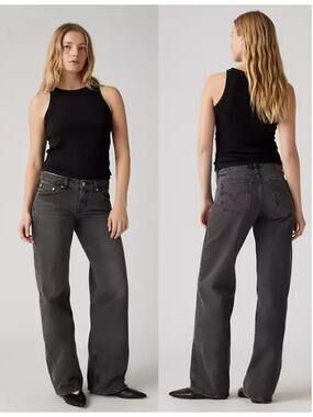 NWT Levi's Strauss & Co. Super Low Rise Loose Straight Leg Jeans Black 27 x 32